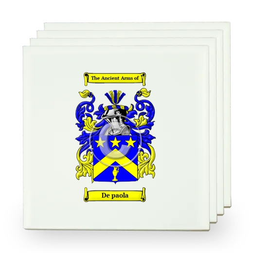 De paola Set of Four Small Tiles with Coat of Arms